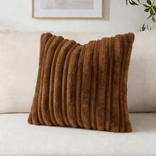 1pc/2pcs Solid Color Pillow Cover (Pillow Insert Not Included), Fabric Throw Pillow Case, Suitable For Living Room Sofa - Brown Stripes - View 9