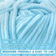 Lawkeman 1包/50克超柔软毛绒雪尼尔粗线，适用于钩编和棒编，约50克/包，蓬松柔软，适合手工编织毯子/工艺品/帽子/鞋子/袜子等，粗涤纶柔软针织钩编线 - 彩色 - 查看 3