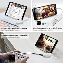 Adaptador OTG Tipo-C 2 en 1 compatible con 17/16/15/14/13 Pro Max/iPad, Convertidor de cable de datos USB 3.0, Ratón Teclado Lector de tarjetas - Blanco - Ver 5