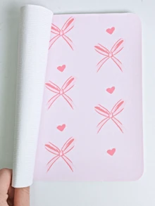 粉色鼠标垫，可爱蝴蝶结鼠标垫，方形爱心无线鼠标垫，防滑PU鼠标垫，适用于办公电脑和笔记本电脑，26*21厘米，圣诞礼物/新年礼物（2026） - 粉色 - 查看 2