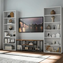 180cm Librería De 6 Niveles - Librero Organizador Para Oficina Dormitorio Estudio Sala - Blanco - Ver 5