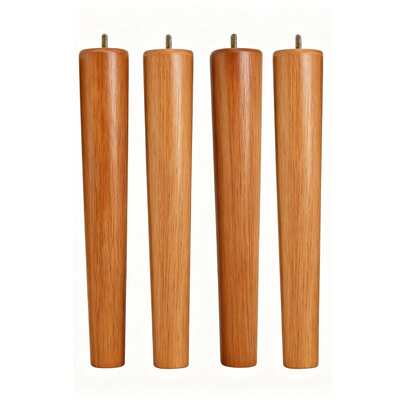 Kit 04 Pés Chanfrado Madeira 25 cm Castanho para Sofá Rack Poltrona Puff Retro