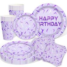 10pcs/20pcs Kpop Party Supplies Kpop Theme Party Paper Plates Cups Napkins Purple Blue Party Tableware Supplies For Singer Theme Party Birthday Wedding Holiday Fan Meeting Decorations - 彩色 - 查看 3