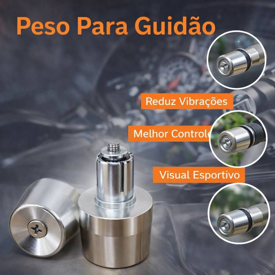 Pair Of Hollow Motorcycle Handlebar Weights PCX 150 Silver Chrome With Expandable Bushing - 鍍鉻銀色 - 空心車把 - 查看 1