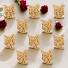 Set 10 Servilleteros Búho MDF Crudo Centro De Mesa Decoración Evento - Marrón - Ver 6