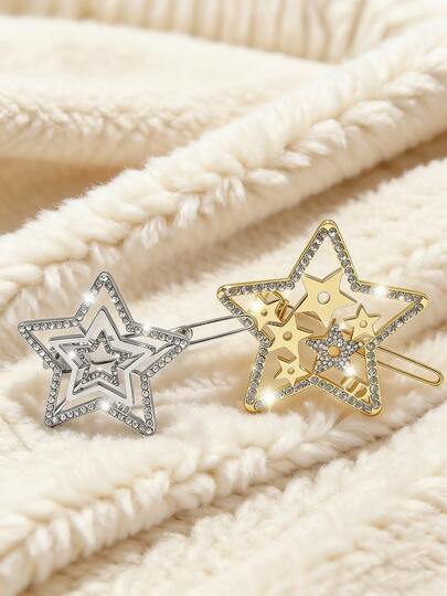 Christian Dior Premium Star Hair Clips, Lucky Star Hair Accessories. Shiny Crystal Hair Clips. Cute Korean Style Hair Clips.