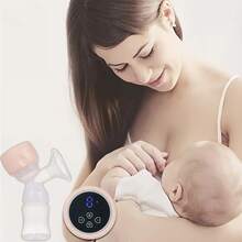 Extractores de Leche Portátil Inalámbrico, Recargable De Silicona De Bajo Ruido,4 Modos Y 9 Velocidades, Con Pantalla Led, Viene Con 1 Botella De 180 Ml Con Chupete, Libre De Bpa, Fácil De Transportar - Rosa Pálido - Ver 5