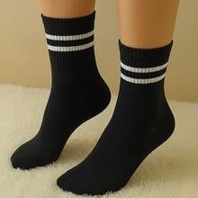 Premium Women's Striped High-Top Socks Set And Unisex Socks Set – Comfort, Style, And Quality For Everyday Wear | Fashion And Performance - Casual Cotton  - All Seasons Socks - 黑色/白色/粉紅色 - 查看 5
