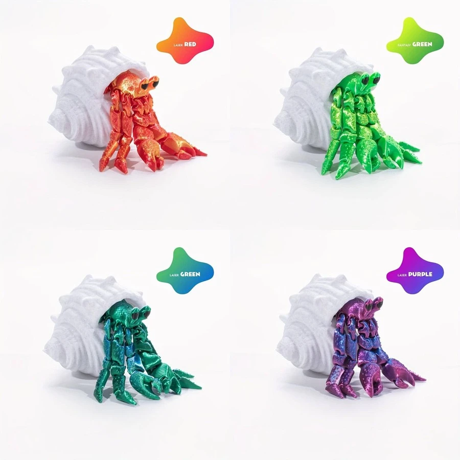 1pc 3D Printed Movable Joint Hermit Crab Toy, Suitable For Various Festivals, Party Decorations, Flexible Joints, Beautiful Colors, Suitable For Ages 14+, Creative Desktop Decor, Great Gift For Friends - Multicolor - View 1