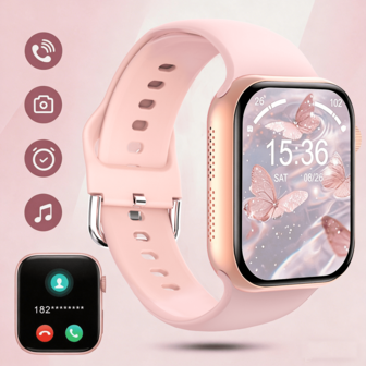 1 pieza CALIENTE Reloj inteligente con pantalla táctil TFT de alta definición de 2.01 pulgadas con correa de silicona, adecuado para adolescentes, con características como temperatura corporal, pronóstico del tiempo, Bluetooth, seguimiento deportivo, recordatorio de llamadas, alarma, fecha, reproductor de música, compatible con Android e iOS, excelente para regalos, escuela, deportes y reuniones, múltiples opciones de correa