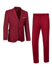 Setelan Jas Pria 2 Potong, Termasuk Jaket Blazer dan Celana Panjang, Cocok untuk Bisnis, Pernikahan, Pesta, Perjamuan, dan Acara Formal Lainnya, Setelan Jas Slim Fit Lengan Panjang Warna Polos Elegan, Ukuran XS-XXXL - Burgundy - View 5