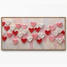 1幅现代墙面艺术海报，粉色情人节艺术，情人节装饰，心形画作，婚礼墙面艺术，浪漫墙面艺术 | 情人节装饰 | 爱 | 可选带框或不带框，房间装饰，家居装饰，大学宿舍公寓装饰，酒店，家庭，客厅，卧室，浴室和办公室墙面装饰礼品 - 彩色 - 查看 2