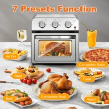 13QT Family Size Air Fryer Toaster Oven Combo, 5-In-1 Multifunctional Convection Countertop Oven, 360° Hot Air Circulation Oil-Free Healthy Cooking, Adjustable Time & Temp, Stainless Steel - US B Type Plug(110-127V) - View 3