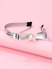 1pc Girls' Faux Pearl Shell Crown Bow Headband, Suitable For Daily Use - Multicolor - View 5