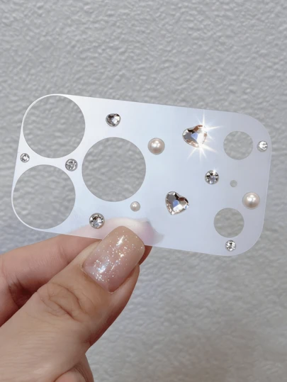 3D心形水晶仿珍珠半透明磨砂相机镜头保护膜，兼容 17 Pro Max/17 Pro，适用于日常、办公、家庭使用，防水防震防摔防刮花。