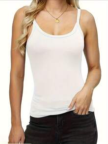 3pcs Women's Camisole, Women's Fashion Ribbed Tank Tops - Breathable, Fitted, Unpadded Sports & Yoga Vest - Versatile Solid Color Activewear - Nhiều màu - Xem 4