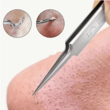 1 PC Ultra Fine No.5 Acne And Blackhead Tweezers - Facial Beauty Removal Tool - Silver - View 1