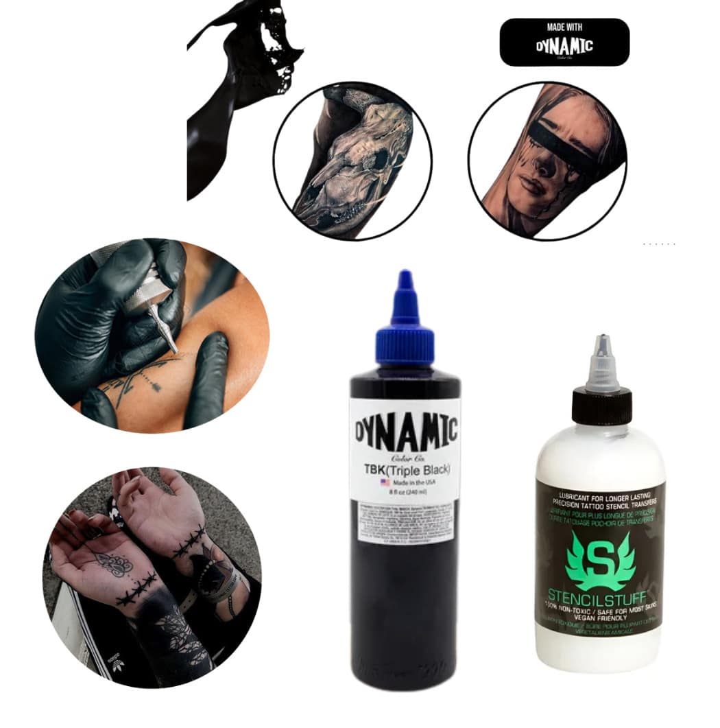 DYNAMIC COLOR CO DYNAMIC Professional Tattoo Ink Dynamic Triple Black 8oz, Stencil Gel For Tattoos 4oz, Stencil Stuff Tattoo - Two-Tone - View 1