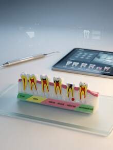 1个牙科模型展示架，牙科解剖教学工具，适用于医学教育辅助和牙科诊所装饰，包含正常、浅、中、深、晚期残余牙根和遗传牙阶段的牙科结构模型，科学教育用品，牙科教学演示模型 - 彩色 - 查看 3