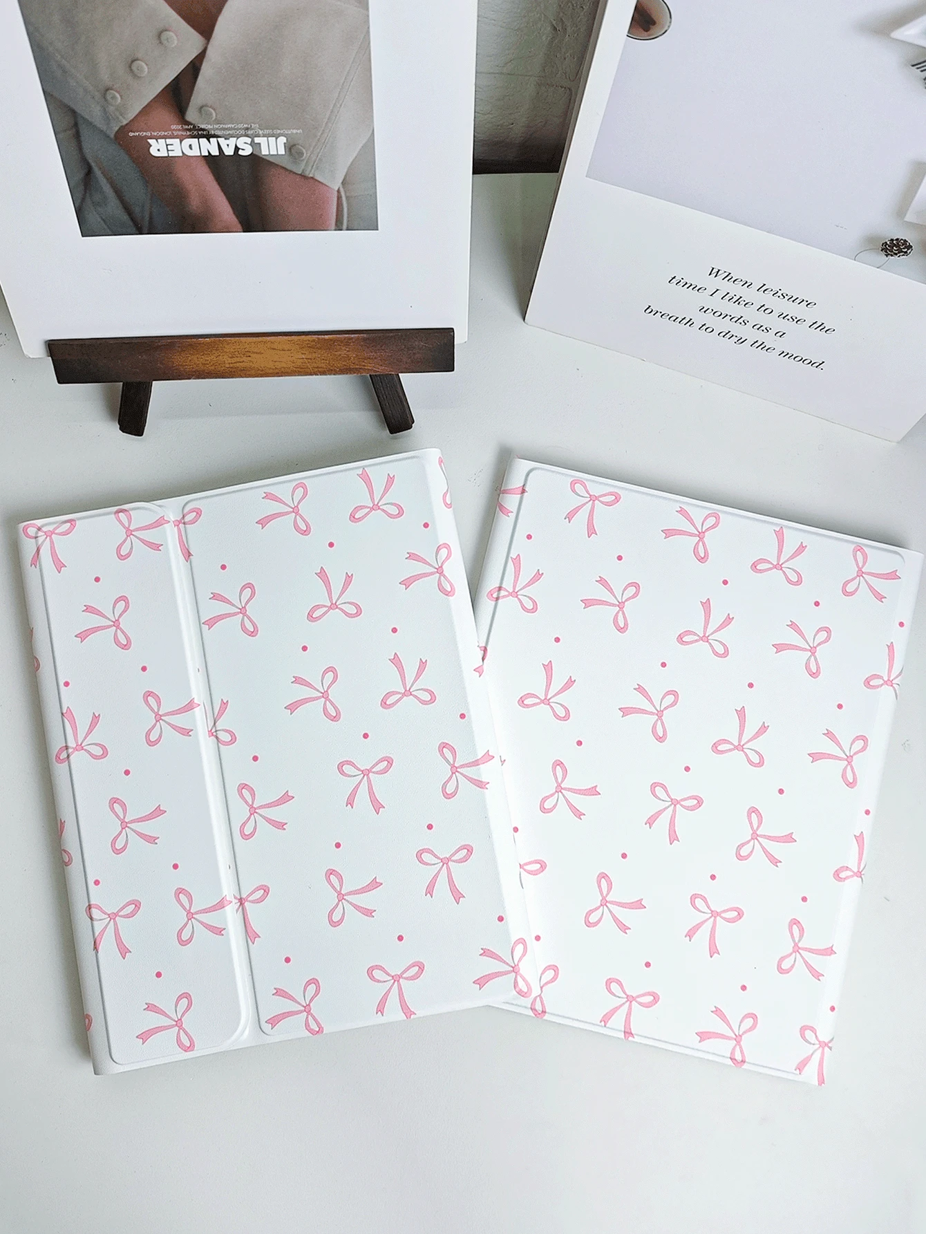 1 件装 TPU 皮革蝴蝶图案保护套，带笔槽、睡眠/唤醒功能、可旋转支架，兼容 iPad 第 9/10 代、iPad Air 第 4/5 代、iPad 第 6 代、iPad Pro 11 英寸、Galaxy Tab A8、Redmi Pad SE - 白色 - 查看 1