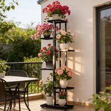 1pc 6-Tier Plant Stand - 2026's Absolute Best-Selling Plant Stand - Upgraded Edition - Display Stand 6-Tier Plant Stand, Storage Rack Perfectly Fits Balconies, Succulents & Home Decor Easy Assembly Plant Stand, 100% Pure Iron Material Suitable For Indoor/Outdoor Plant Stand - Ideal For Courtyards, Gardens, Balconies & Living Room Decor Living Room Decor | Decorative Flower Stand | Rust-Resistant Structure, Home Decor Flower Stand, Balcony Plant Pot Rack - Black - View 2