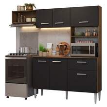 Cocina Integral Completa Modular Madesa Aura 196cm MN 01 - Marrón y Negro - Ver 2