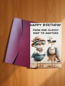 1pc Unique Bird-Themed Birthday Greeting Card, "Birthday Wishes From An Elegant Bird", Two Fashionable Bird Designs, Suitable As Friendship Birthday Gift, High-Quality Card With Envelope - Multicolor - View 12