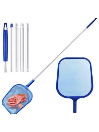 2pcs Super Fine Fiber Swimming Pool Cleaning Net With Telescopic Aluminum Pole And Plastic Frame - Durable Fine Mesh Design, Suitable For Ponds, Fish Tanks, Hot Tubs - Connects To Sectional Pole For Efficient Filtering And Removal, Pool And Pond Maintenance Tool