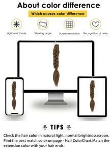 14英寸合成编织马尾假发片，夹式设计，适合女性日常马尾发型 - 彩色 - 查看 8