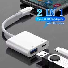 Adaptador OTG Tipo-C 2 en 1 compatible con 17/16/15/14/13 Pro Max/iPad, Convertidor de cable de datos USB 3.0, Ratón Teclado Lector de tarjetas - Blanco - Ver 3