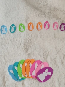 一套毛毡复活节家居装饰壁炉架、壁炉、复活节彩蛋兔子横幅装饰，适用于室内/室外背景、节日和派对装饰、春季装饰、复活节装饰 - 彩色 - 查看 5