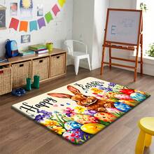 1/2pcs Easter Doormat And Rug Set, Featuring Cute Bunny And Easter Egg Floral Patterns, With Warm Holiday Vibe, Suitable For Decorating Entryway, Staircase And Home Entrance, Creating A Spring Atmosphere, Practical And Decorative. - Multicolor - View 14
