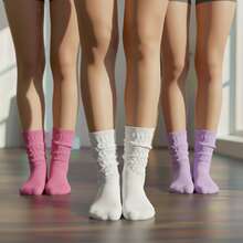 Women's Premium Comfort Aerobic Socks – High Performance, Style And Sweat-Wiping Technology – Sports Promotion – Fabric: None – Suitable For All Seasons - 白色 粉色 淡紫色 - 查看 1