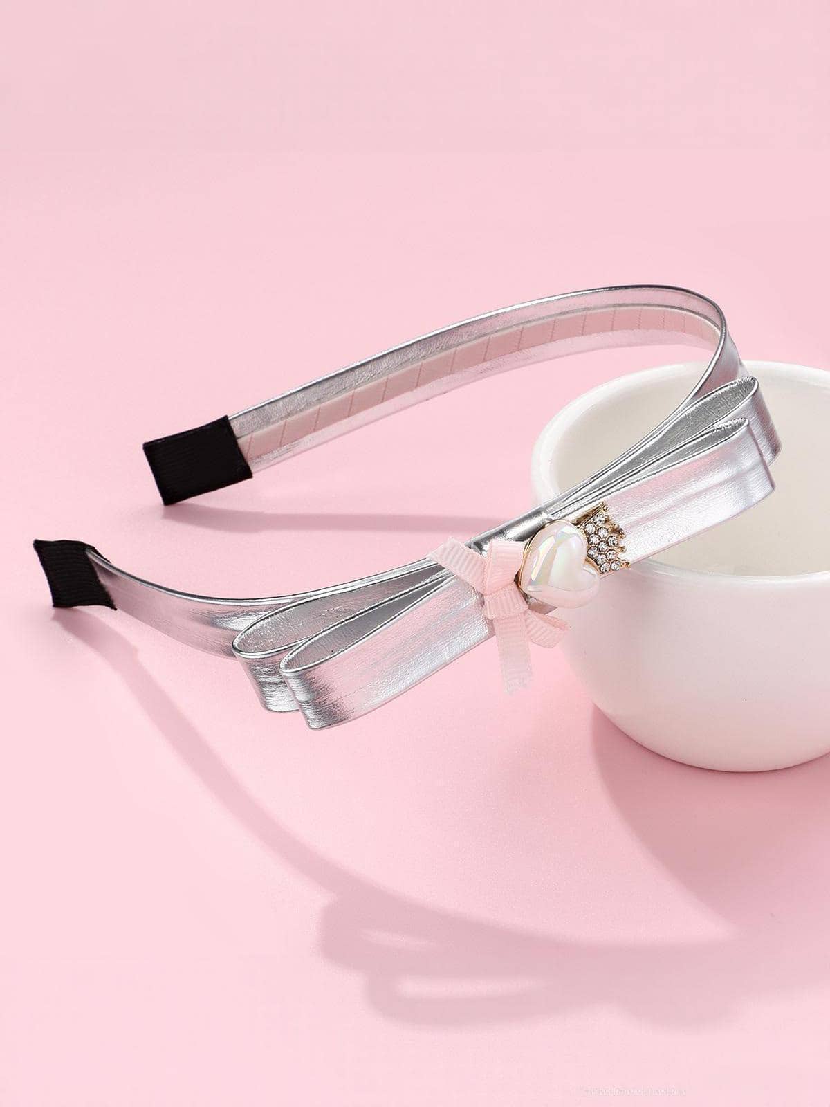 1pc Girls' Faux Pearl Shell Crown Bow Headband, Suitable For Daily Use - Multicolor - View 1