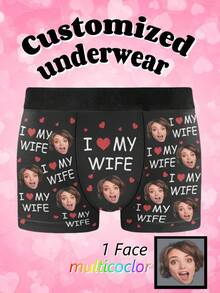 Customizable Photo & Graphic Print Men's Boxer Briefs, Personalized Fashion & Fun Style, Suitable For Daily Wear And Gift Giving - Multicolor - View 1