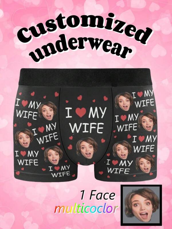 Customizable Photo & Graphic Print Men's Boxer Briefs, Personalized Fashion & Fun Style, Suitable For Daily Wear And Gift Giving