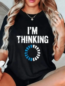 100Cotton Im Thinking Funny Positive Thinking O - 黑色3 - 查看 1