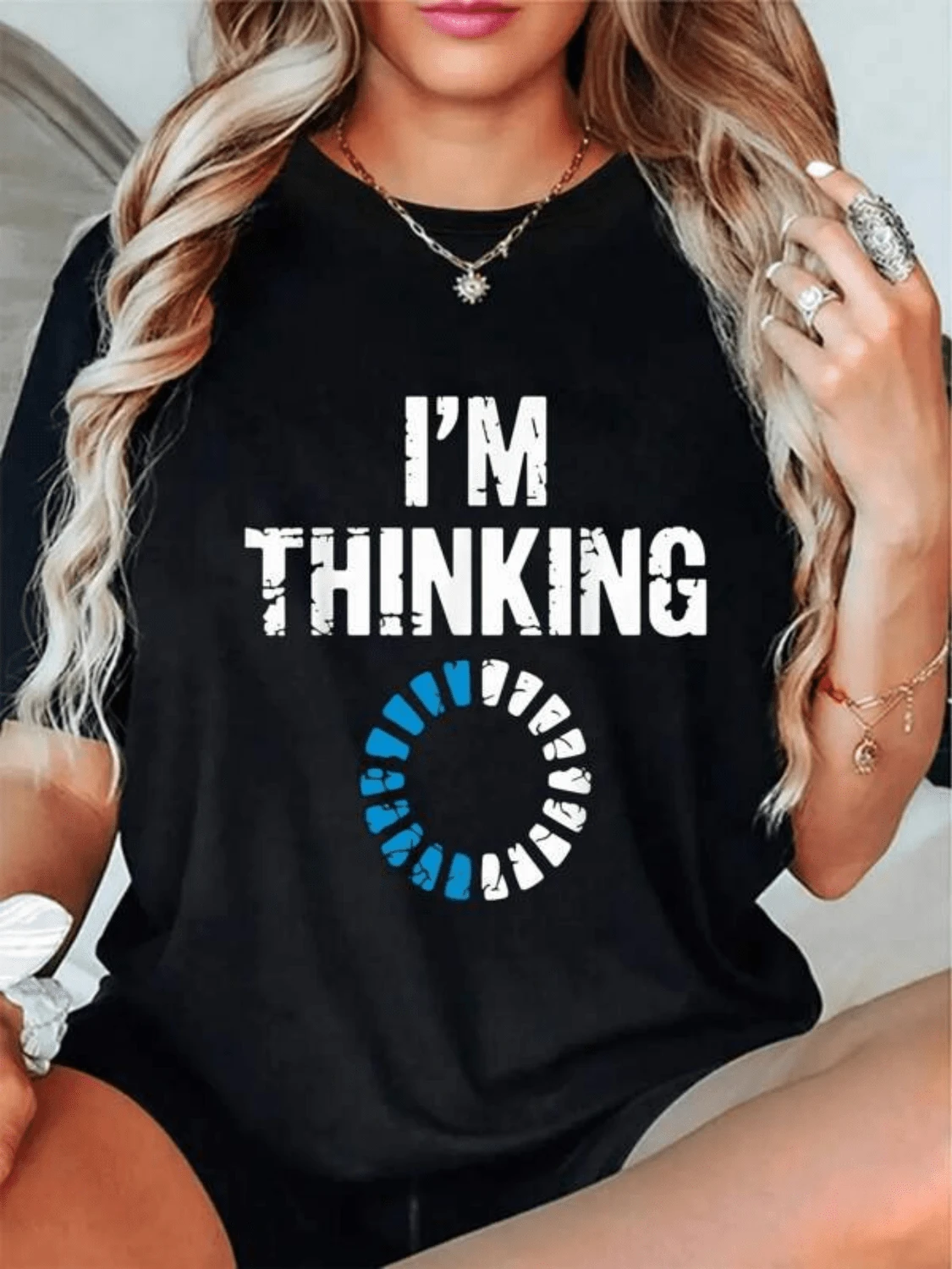 100Cotton Im Thinking Funny Positive Thinking O - 黑色3 - 查看 1