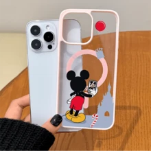 Disney.‌ Mickey Mouse Patterned Phone Case Decorated With A Whimsical Balloon And Candy Cane Design What Fun And Playful Elements What Compatible With IPhone 17, 16, 15, 14, 13, 12, And 11 Pro Models Made Of TPU With Shockproof Protection Great Gift For Family Friends Birthdays Holidays And Special Occasions - 粉色 - 查看 3