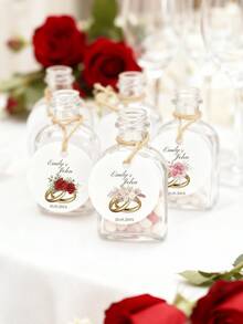 1/10/20/40/60/90 unidades Plantillas personalizadas de etiquetas para regalo de boda, etiquetas personalizadas para anillos con flores, etiquetas editables para anillos con flores, plantillas de etiquetas para regalo de fotos de vacaciones, etiquetas imprimibles para fotos de boda, etiquetas para despedida de soltero/soltera, etiquetas personalizadas, etiquetas de agradecimiento - Multicolor - Ver 5