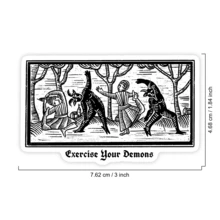 1PC Exercise Your Demons Gothic Sticker, Medieval Witch Demon Dance Vinyl, Dark Humor Mental Health Decal, Waterproof Witchcore Laptop Tumbler Sticker, Woodcut Art Accent, Trending Dancing With Demons, Perfect Gift For Dark Academia Goths, Black White Medieval Car Decal, Exorcise Demons Water Bottle Vinyl - 黑與白 - 查看 2