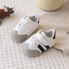 Toddler Baby Retro Color Block Sneakers – Hook Loop Strap Soft Sole Shoes, Stylish Casual First Walkers For Infants, Fit For Spring, Autumn And Winter - Grey - View 4