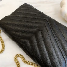 Classic Women's Chain Purse, Envelope Crossbody Bag, Stylish Shoulder Bag, Fashion Small Handbag For Daily Use, Travel & Gift - 黑金色 - 查看 2