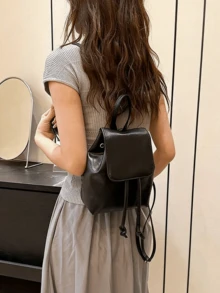 Minimalist Solid Color Backpack, Multi-Functional Drawstring Storage Backpack, Mini Minimalist Bag For Women, Large Capacity, With Laptop Compartment, Portable, Suitable For Women And College Students, Great For Office, University, School And Travel - Multicolor - View 10