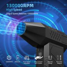 Compressed Air Dust Collector Violent Fan, Wireless 50000/100000/130000 Rpm Rechargeable Air Blower, High Speed Powerful Turbo Fan, Camping Fan, Handheld Outdoor Hair Dryer, Snow Blower, Suitable For Computer Keyboard, Car, Home,Halloween Gift - Black - View 6