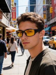 1pc Men's Fashionable Elegant Streetwear High-End Fashion Glasses - Black - View 1