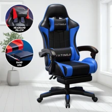 PORIYA Gaming Chair Office Computer Seating Racing PU Executive Racer Recliner Chair - Azul - Ver 1