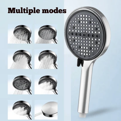 Square Handheld Shower Set (Shower Head/Hose/Bracket), With Powerful Pressure Boosting And High Water Flow, Suitable For Home Bathroom Shower And Hot Water Supply