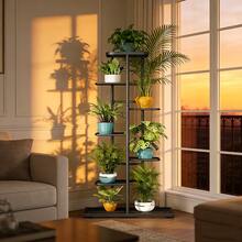 SHENGMAO--1/2/4/5/6-7Tier Plant Stand, Iron Flower Stand,Heavy-Duty Metal Frame, Metal Flower Stand, High-Angle Multi-Tier Plant Rack, Indoor/Outdoor Flower Pot Display Stand. Crafted From Iron With A Sleek, Minimalist Design For Easy Disassembly. This Versatile Stand Fits Seamlessly In Living Rooms, Entryways, Offices, Or Outdoor Patios And Gardens. Available In Multiple Colors. - 7 lớp màu đen - Xem 2