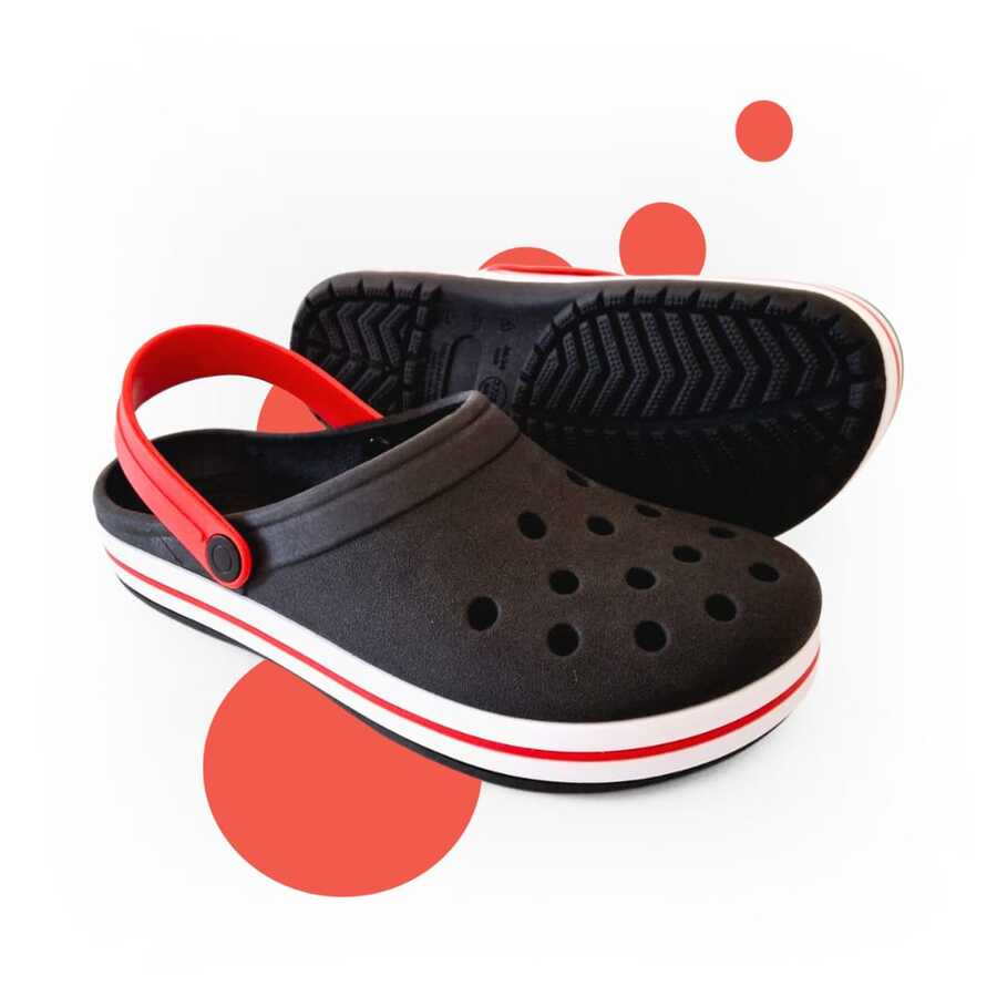 Orthopedic Clasp Unisex Slipper For Adults And Children 2 In 1 – Everyday Style - Đen/Đỏ - Xem 1